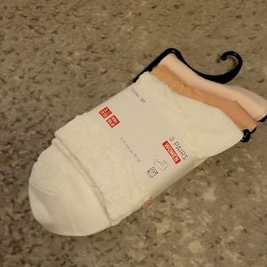 Uniqlo Women's Casual Socks - White and Pink 3 Pack
